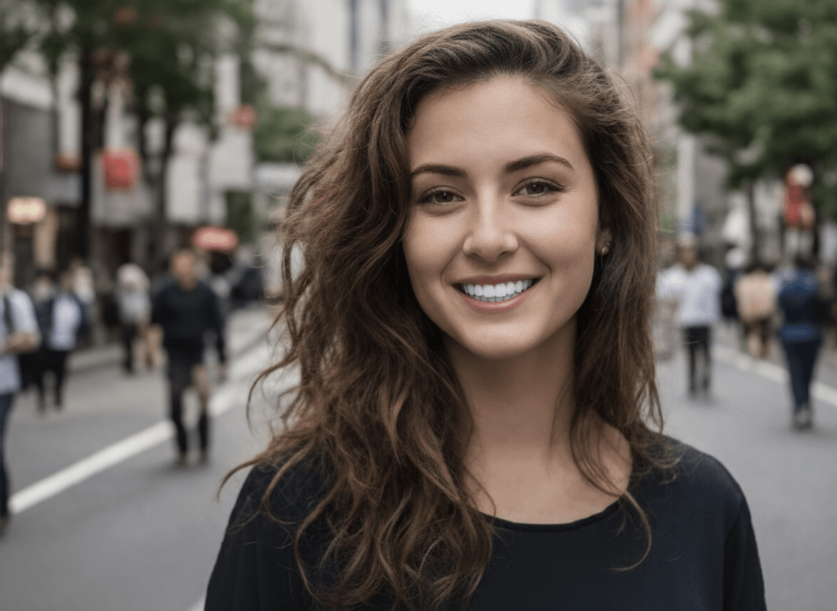 Before: photo with stranger in background